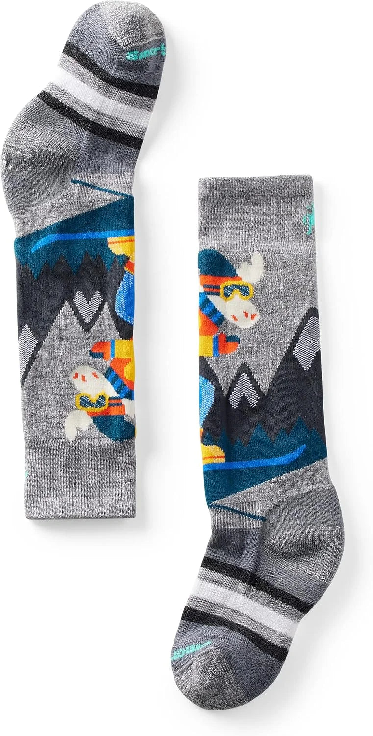 Smartwool Unisex Kids Full Cushion Mountain Moose Pattern Over The Calf Socks (Toddler/Little Kid/Big Kid)
