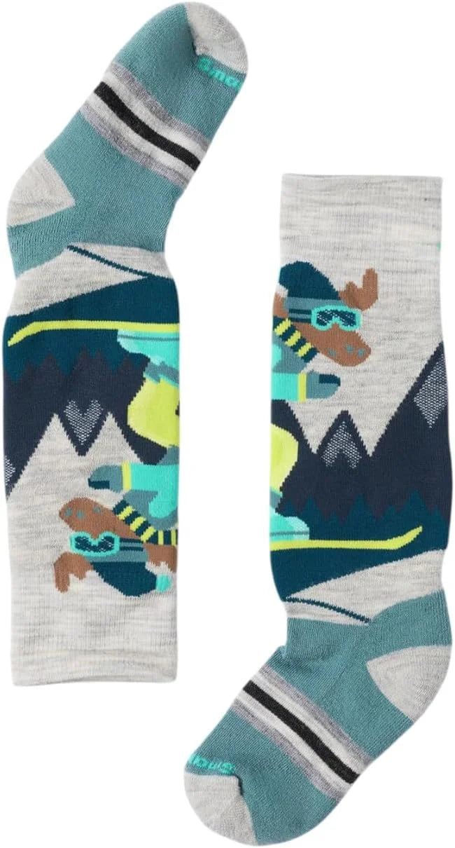 Smartwool Unisex Kids Full Cushion Mountain Moose Pattern Over The Calf Socks (Toddler/Little Kid/Big Kid)
