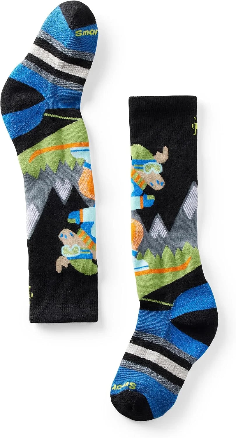 Smartwool Unisex Kids Full Cushion Mountain Moose Pattern Over The Calf Socks (Toddler/Little Kid/Big Kid)